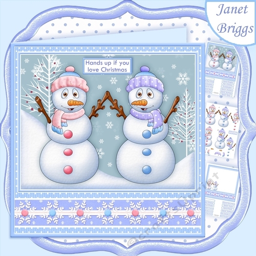 HANDS UP IF YOU LOVE CHRISTMAS 7.8 Snowmen Decoupage & Insert Mini Kit