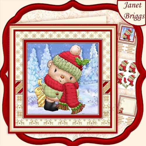 WOOLLY TED Christmas Decoupage & Insert Mini Kit