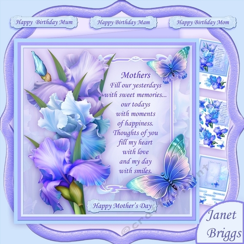 BLUSH OF IRIS & MOTHER VERSE BLUE 7.8 Decoupage & Insert Mini Kit