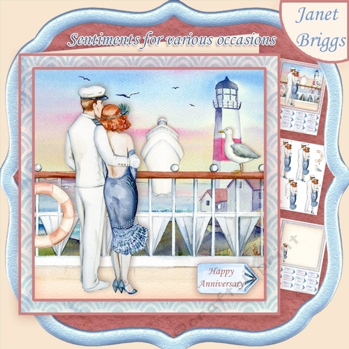 ROMANTIC SEA VIEW 8x8 Decoupage & Insert Mini Kit Various Occasions