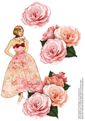 A4 Elegant Lady & Roses in Peachy Pink Part 2