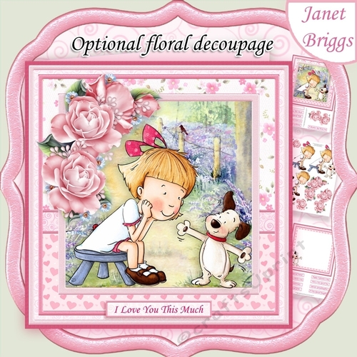 LOVE YOU THIS MUCH 8x8 Decoupage & Insert Mini Kit Optional Florals