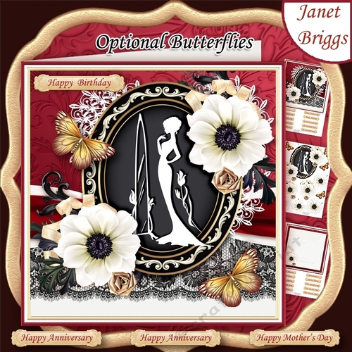ELEGANT LADY & MIRROR SILHOUETTE 7.7 Decoupage & Insert Mini Kit