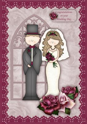 A4 Wedding Bride & Groom Card Front Part 1
