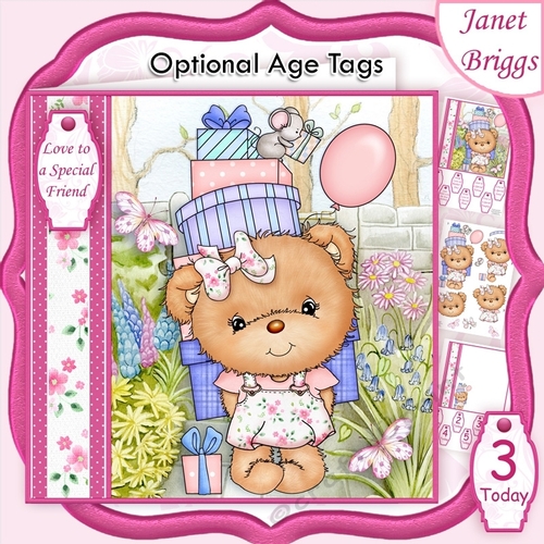 PARTY GIRL BEAR 7.5 Decoupage & Insert Mini Kit 