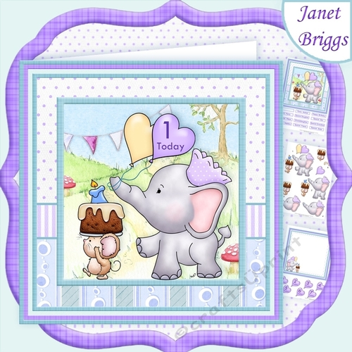 ELLIES LOVE PARADE 8x8 Birthday Decoupage Insert & Ages Mini Kit