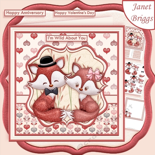 FOXY LOVE 8x8 Valentines Anniversary Romantic Decoupage & Insert Mini Kit
