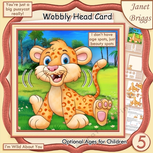 DONT HAVE AGE SPOTS LEOPARD WOBBLY HEAD CARD Decoupage & Insert Mini Kit