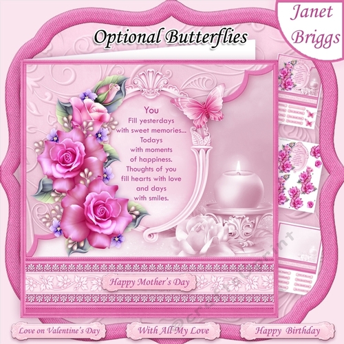 YOU VERSE & PINK ROSES 8x8 Decoupage & Insert All Occasions Mini Kit