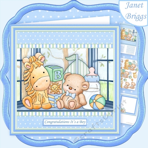 BABY BOY SHELF 8x8 Decoupage & Insert Mini Kit