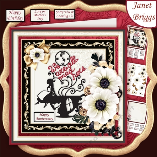 WE ARE ALL MAD HERE 8x8 Decoupage & Insert Mini Kit Various Occasions