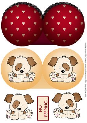 Peep Show Shape Card or Topper Puppies