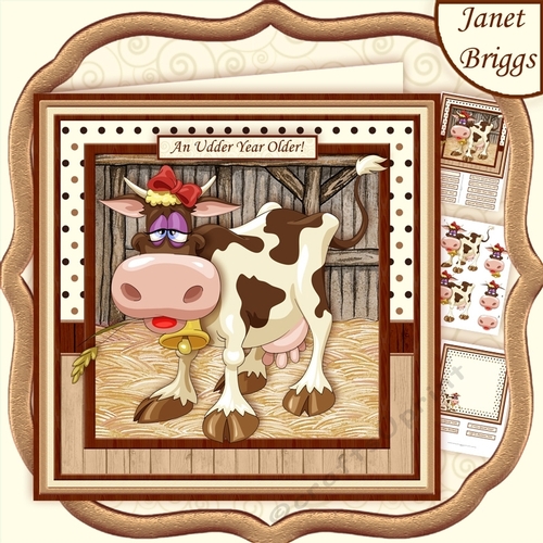AN UDDER YEAR OLDER 8x8 Humorous Decoupage & Insert Mini Kit