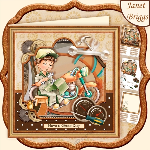 MOTORBIKE MECHANIC 8x8 Decoupage & Insert Mini Kit