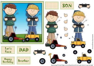 Boys & Their Remote Control Toys Topper & Decoupage
