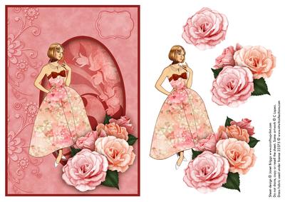 Elegant Lady & Roses in Peachy Pink