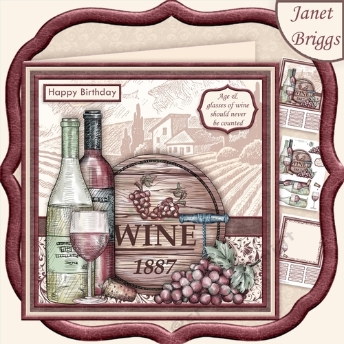 AGE & GLASSES OF WINE SHOULD NEVER BE COUNTED 8x8 Decoupage Mini Kit