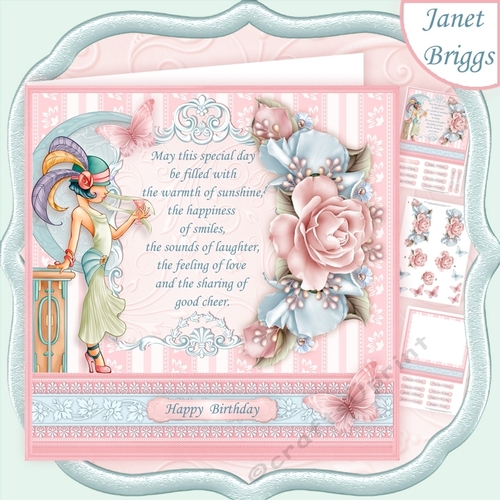 ART DECO LADY & VERSE 8x8 Decoupage & Insert Mini Kit