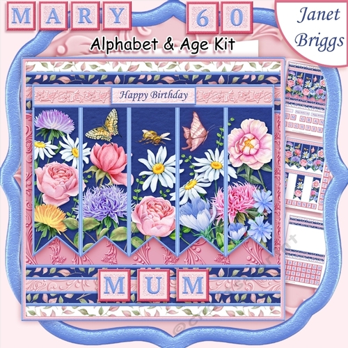 MEADOW FLOWERS 7.5 Alphabet and Age Quick Card Kit Create Any Name