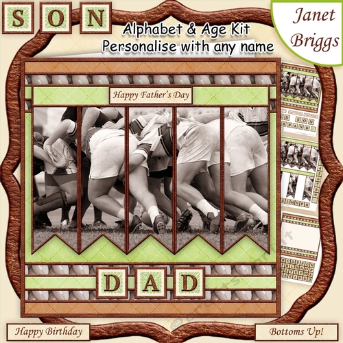 RUGBY 7.5 Alphabet and Age Quick Card Kit Create Any Name