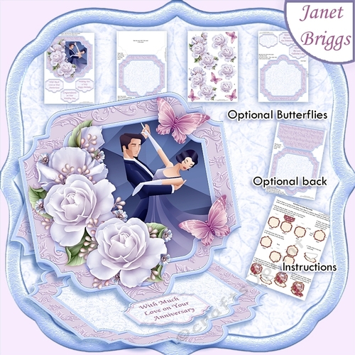 ROMANTIC DANCE Large Easel Card Kit & Decoupage 7.5 All Occasions