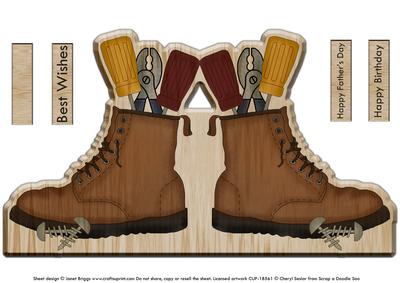 Wooden Boot Novelty Shape Card