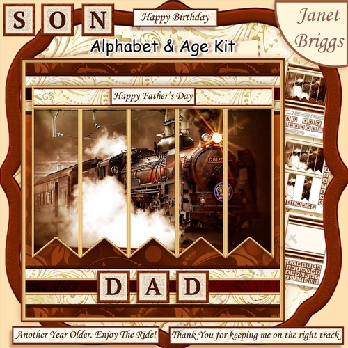 STEAM TRAIN 7.5 Alphabet and Age Quick Card Kit Create Any Name