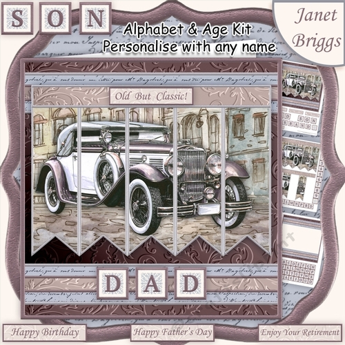 CLASSIC CAR 7.5 Alphabet and Age Quick Card Kit Create Any Name