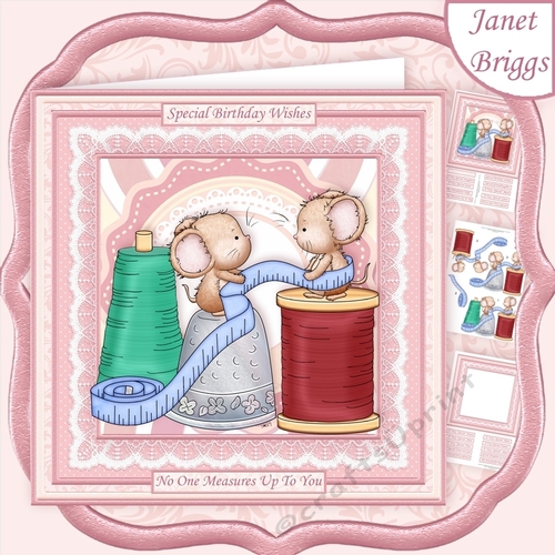 MEASURE UP MICE Sewing 8x8 Decoupage & Insert Mini Kit
