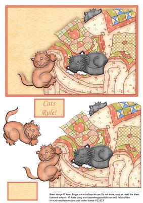 Cats Rule Card Front and Decoupage