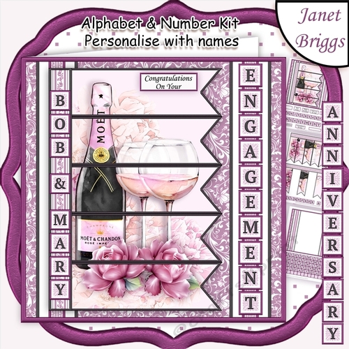 CHAMPAGNE 7.5 Alphabet Quick Congratulations, Anniversary or Engagement Card Kit 