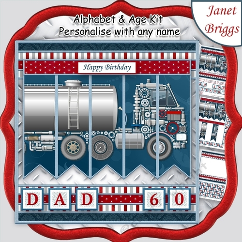 TANKER LORRY 7.5 Alphabet and Age Quick Card Kit Create Any Name
