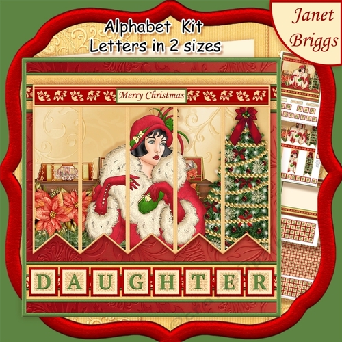 CHRISTMAS ART DECO LADY 7.5  Quick Card Kit Create Any Name Alphabet in 2 sizes