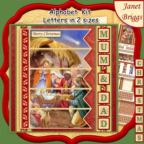 CHRISTMAS NATIVITY  7.5  Quick Card Kit Create Any Name Alphabet in 2 sizes