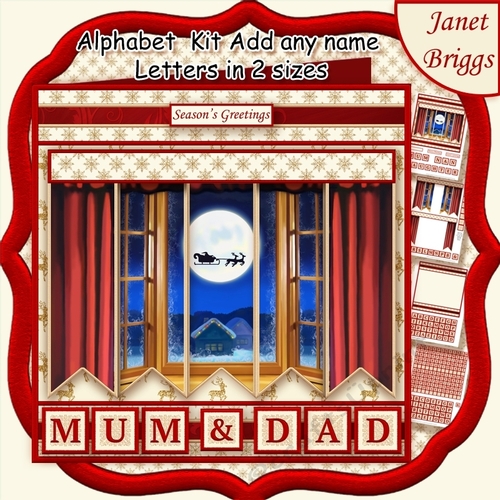 THROUGH THE WINDOW Christmas 7.5 Quick Card Kit Create Any Name Alphabet in 2 sizes