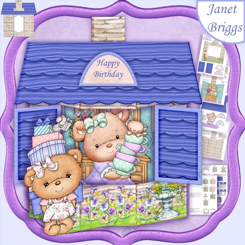 3D COTTAGE BIRTHDAY BEARS 7.5 Card Kit