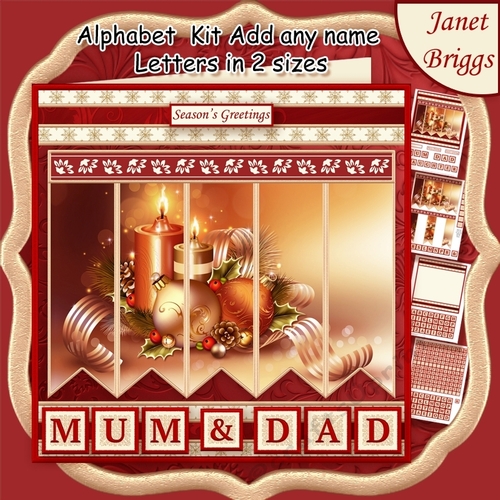 CHRISTMAS CANDLES & BAUBLES 7.5 Quick Card Kit Create Any Name Alphabet in 2 sizes