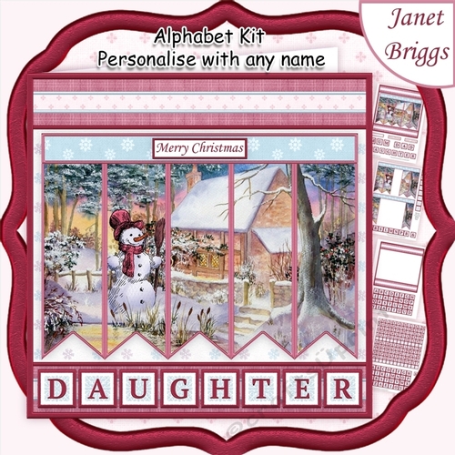 SNOWMANS COTTAGE Christmas 7.5 Quick Card Kit Create Any Name Alphabet in 2 sizes