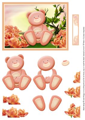 Bear Amongst the Peonies Topper and Decoupage