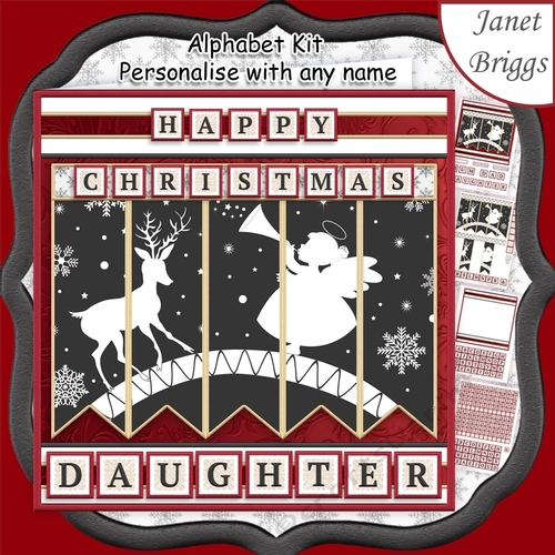 ANGEL & DEER Christmas 7.5 Quick Card Kit Create Any Name Alphabet in 2 sizes