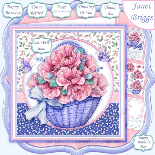 POPPY BASKET 7.5 Decoupage & Insert Mini Kit Various Occasions