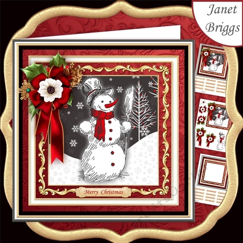 BLACK & WHITE SNOWMAN 7.7 Decoupage & Insert Mini Kit