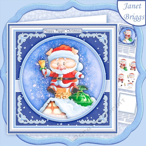 HAPPY PIGGIN CHRISTMAS 8x8 Decoupage & Insert Mini Kit