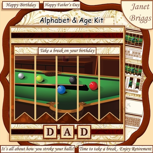 POOL BILLIARDS 7.5 Alphabet and Age Quick Card Kit Create Any Name