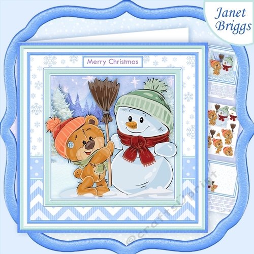 SNOWMAN & BEAR Christmas 8x8 Decoupage & Insert Mini Kit