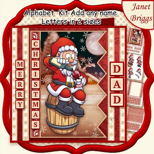 MERRY CHRISTMAS SANTA 7.5 Decoupage Kit Create Any Name Alphabet in 2 sizes