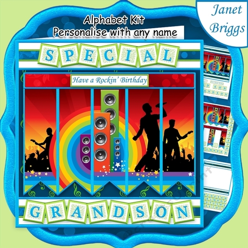 ROCK CONCERT 7.5 Alphabet and Age Quick Card Kit Create Any Name