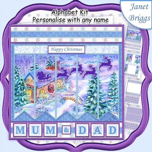 MAGICAL CHRISTMAS NIGHT 7.5 Quick Card Kit Create Any Name Alphabet in 2 sizes