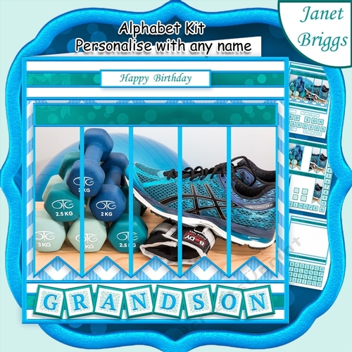 AT THE GYM 7.5 Alphabet and Age Quick Card Kit Create Any Name