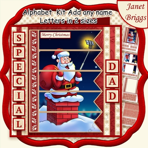 SANTA SELFIE Christmas 7.5 Quick Card Kit Create Any Name Alphabet in 2 sizes